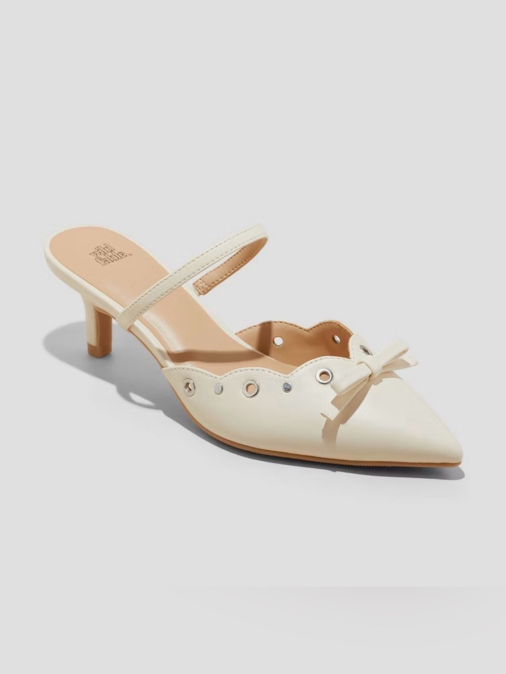 Lysandra Eyelet Kitten Heel Mary Jane Mule in Ivory - Wild Fable, Sz 6 US, NWT